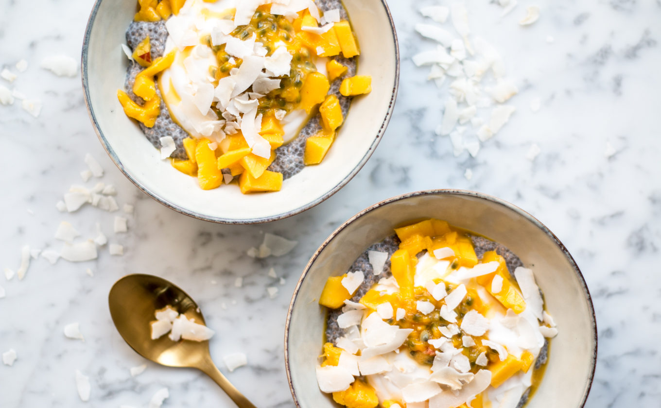 Veganes Frühstück mit Chia Pudding & Mango